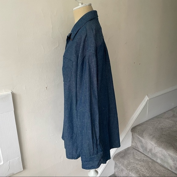 GANT Rugger Blue Cotton Chambray Speckle Long Sleeve Button Down Shirt Size L - Picture 2 of 9